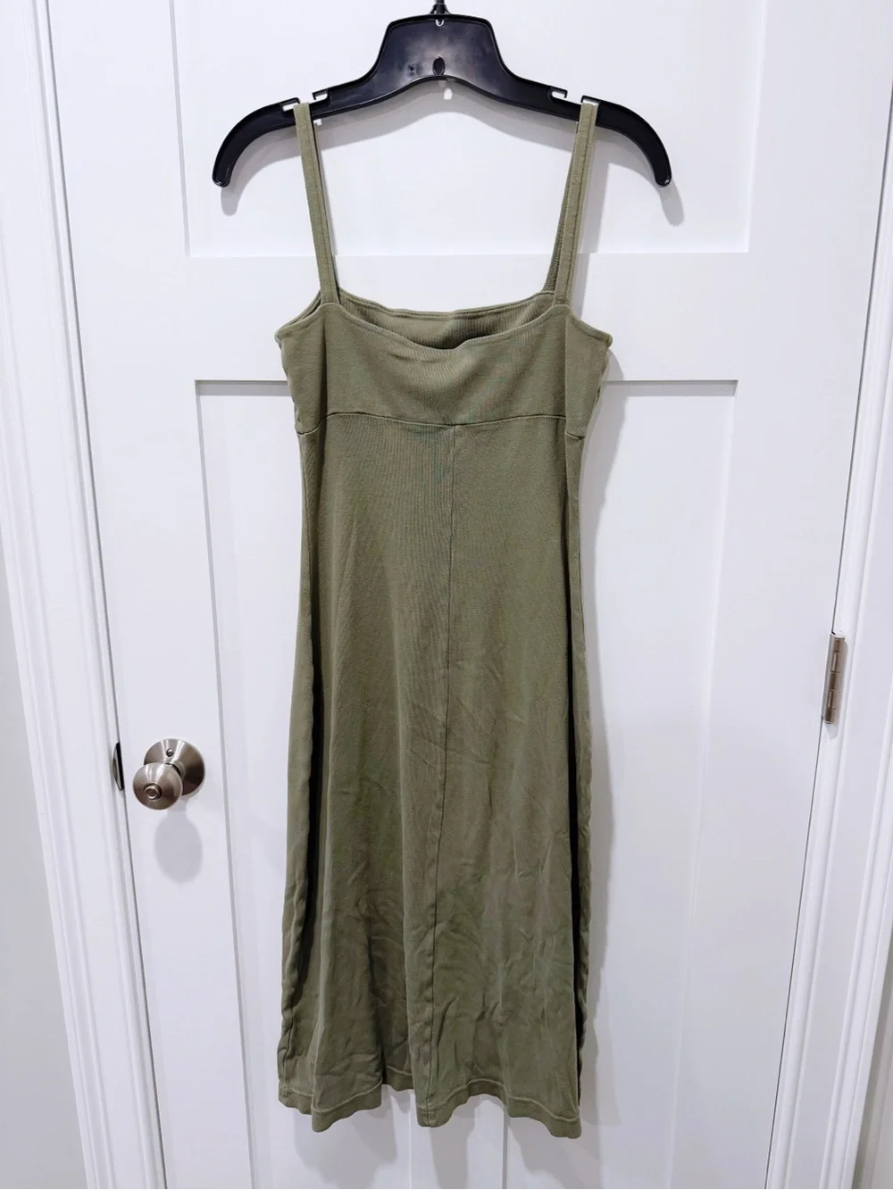 Halogen Square Neck Midi Dress in Olive